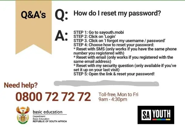 How to reset SAYouth Password