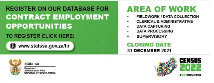 Register online for contractual employment at Stats SA 2021