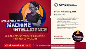Fully Funded AIMS African Master’s of Machine Intelligence (AMMI) Graduate Program 2022 for young Africans