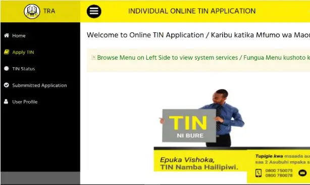 TRA TIN number online registration and application