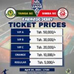 Viingilio Yanga vs Simba Ticket Prices Kariakoo derby 20 April 2024